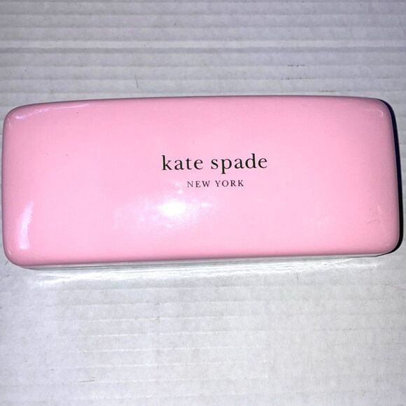 KATE SPADE Sunglasses Eyeglass Case Pink and Charcoal Gray Grey Hard Clamshell - Picture 4 of 10